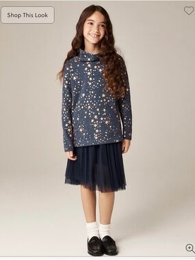 Girls' Navy Star Print Cowl Neck Sweatshirt by crewcuts